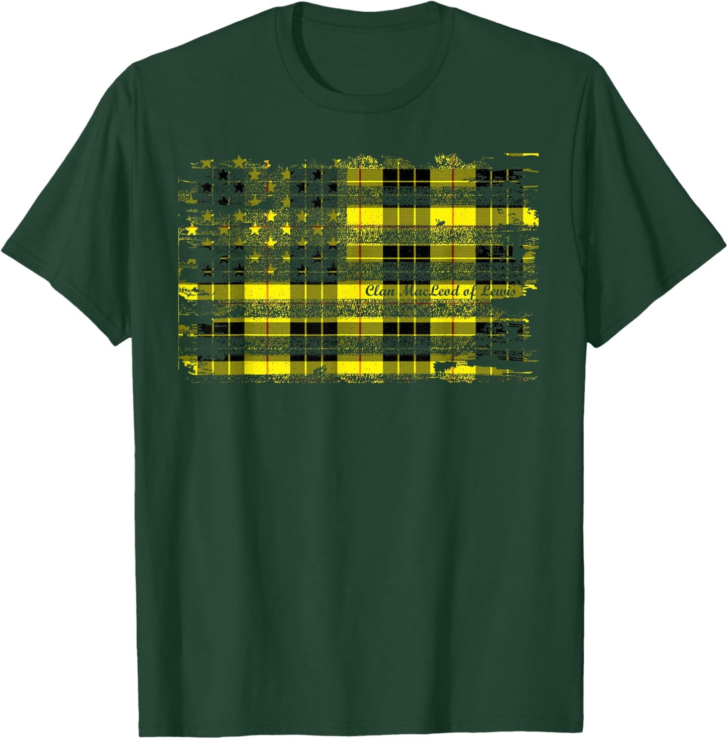 Clan MacLeod of Lewis American Flag Scottish Tartan Shirt T-Shirt - T-Shirt | Forest
