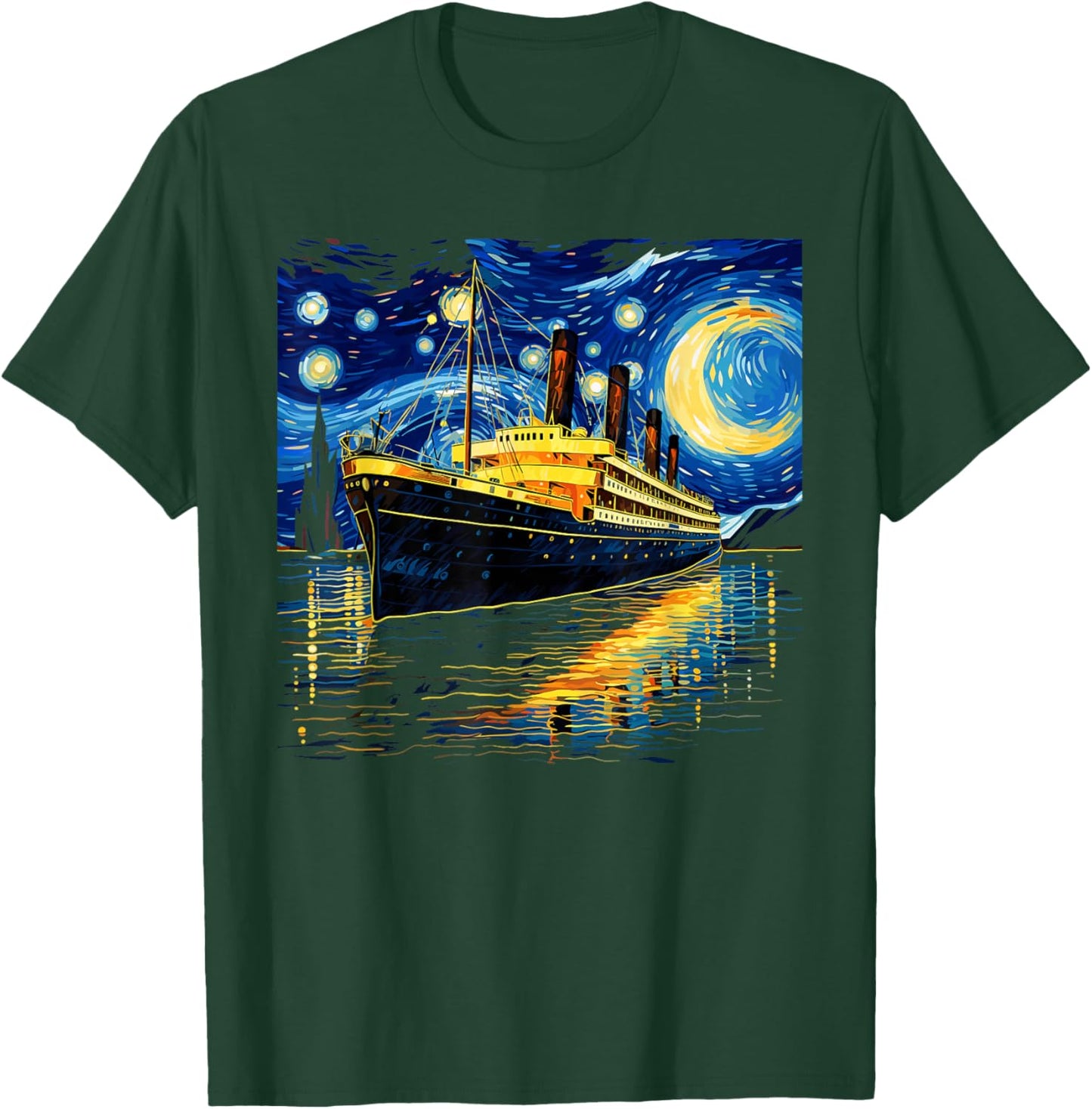 Retro Vintage Starry Night Inspired Men Women Kids Titanic T-Shirt - T-Shirt | Forest