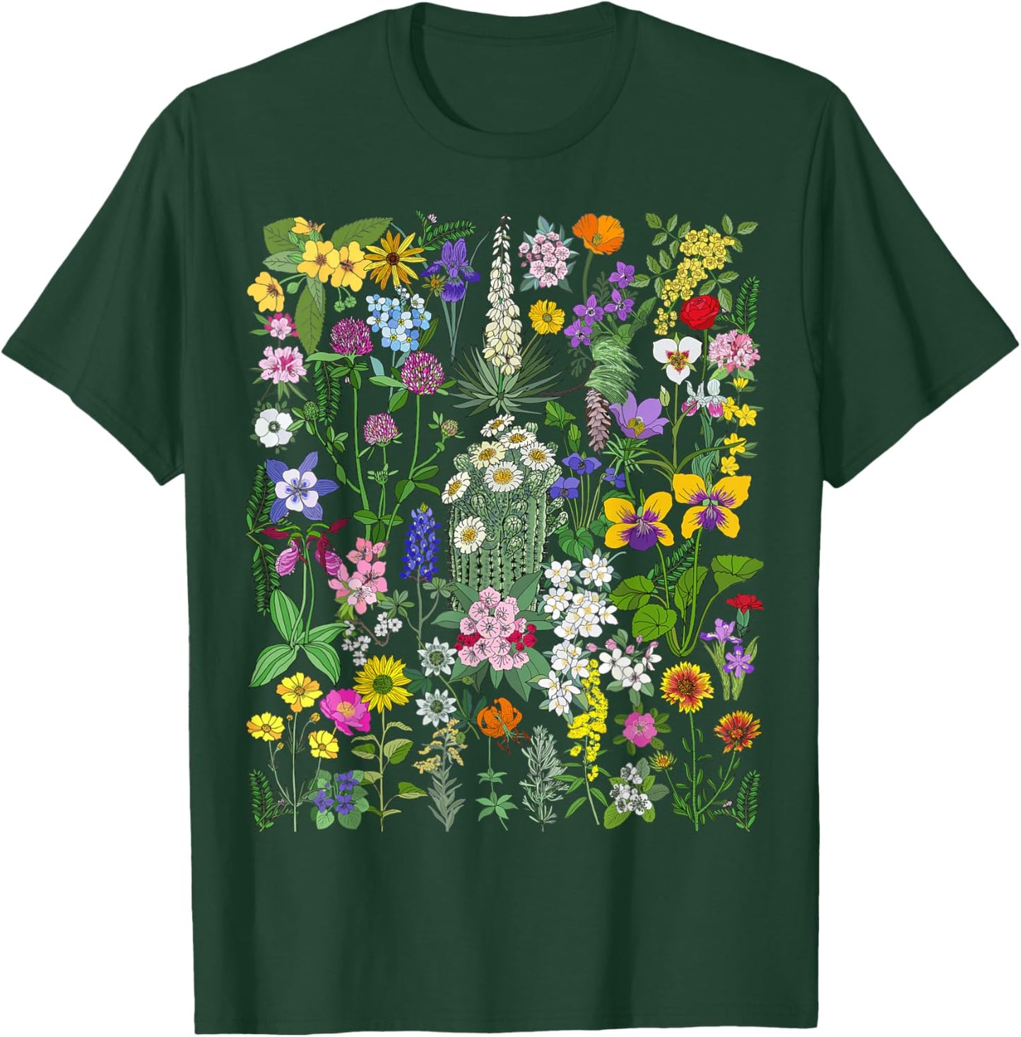 Flower Graphic Wildflower Floral Gardening Small T-Shirt - T-Shirt | Forest