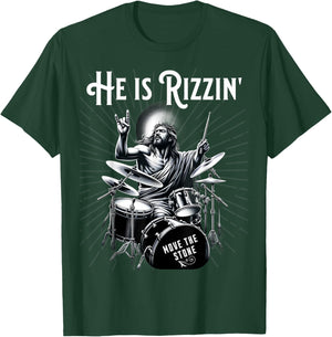 Percussion Drum Funny Rizz He is Rizzin Jesus Drumming T-Shirt - T-Shirt | Forest
