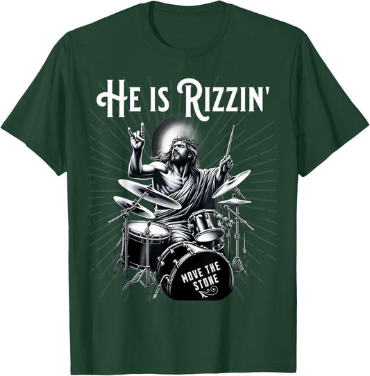 Percussion Drum Funny Rizz He is Rizzin Jesus Drumming T-Shirt - T-Shirt | Forest