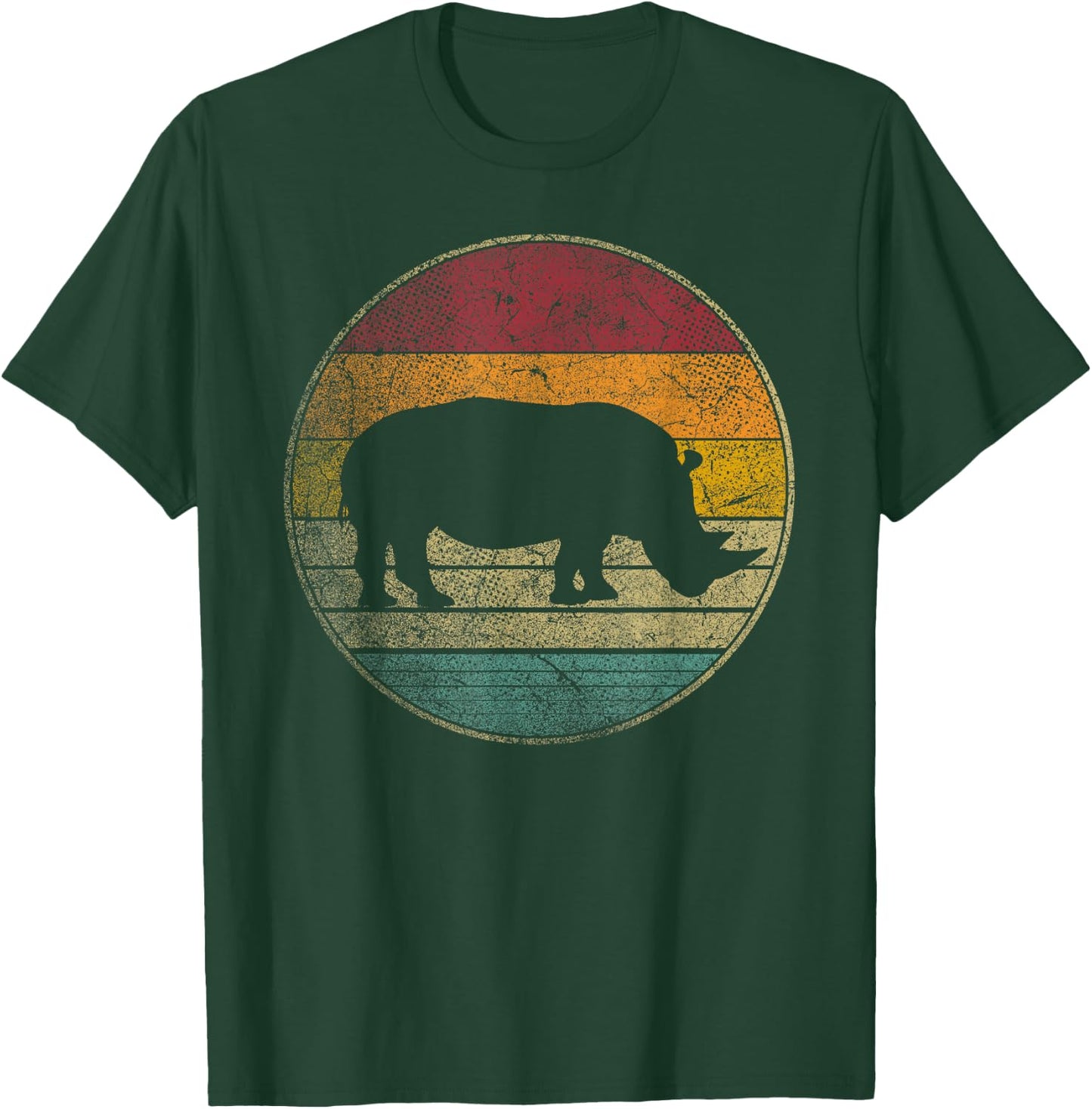 Rhino Rhinoceros Vintage Distressed Retro Style 70s 80s T-Shirt - T-Shirt | Forest