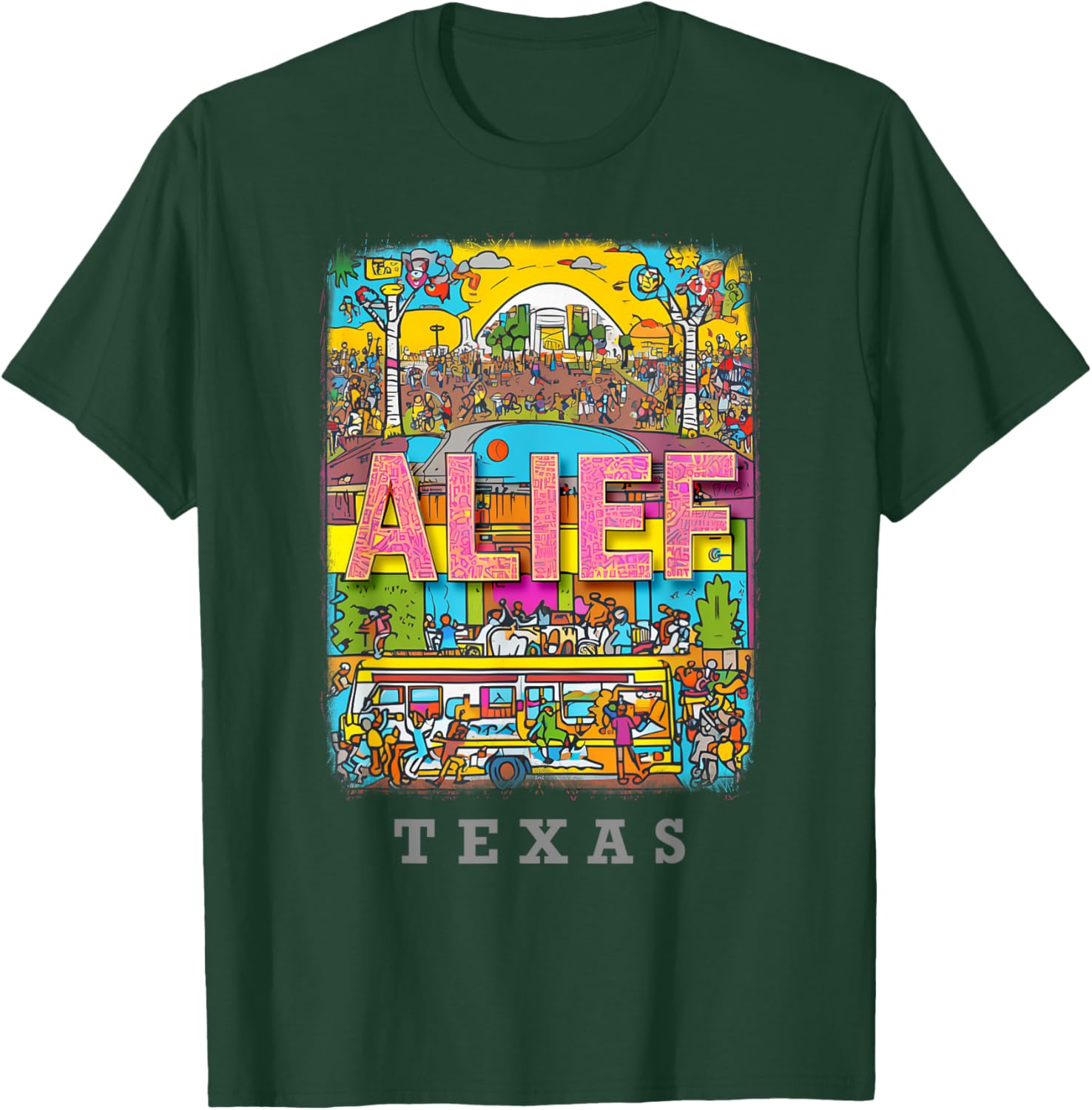 Alief Texas Houston TX Vibrant Street Life SD424 T-Shirt - T-Shirt | Forest