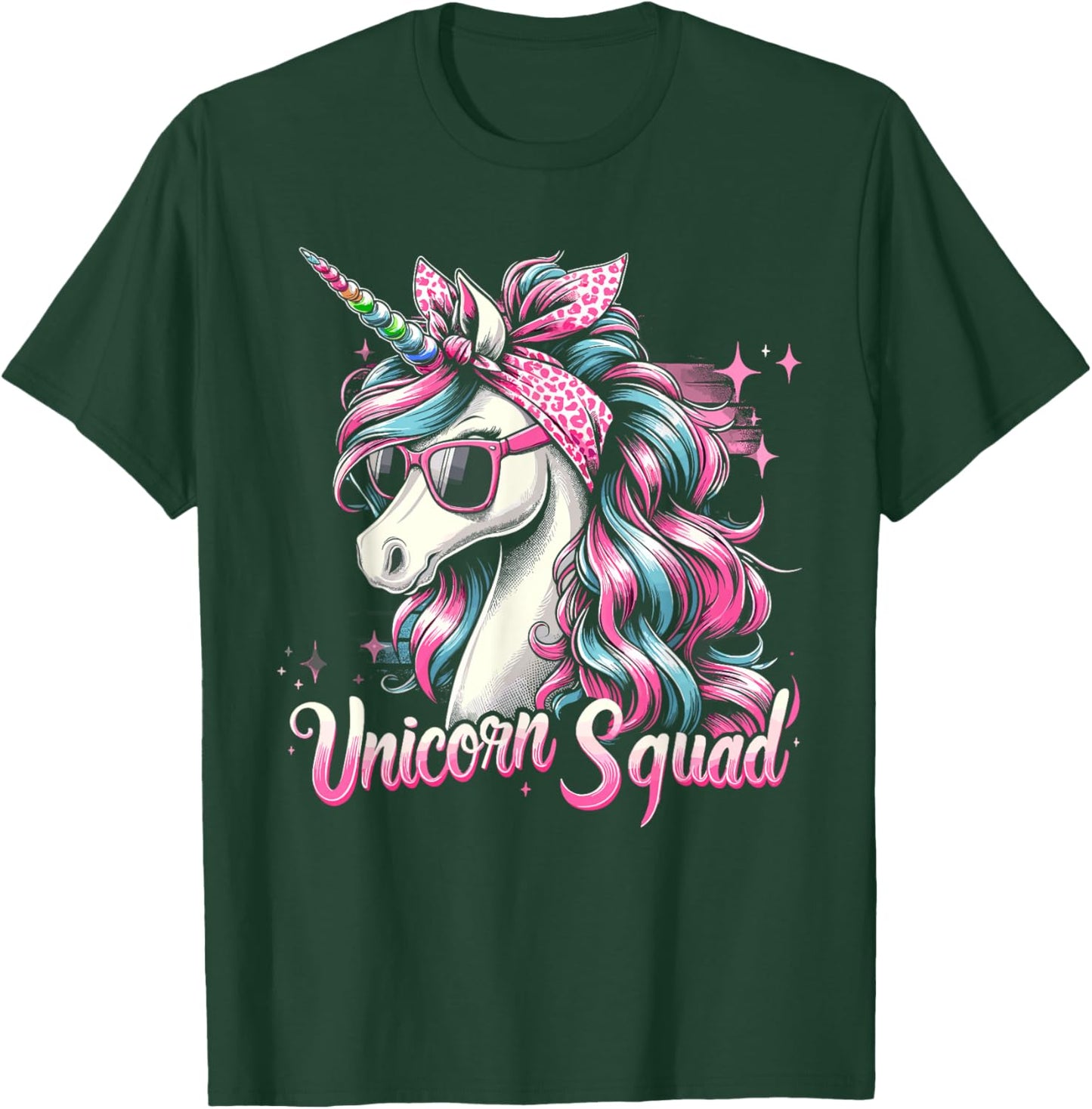 Unicorn Squad - Graceful Unicorn with leopard Bandana T-Shirt - T-Shirt | Forest