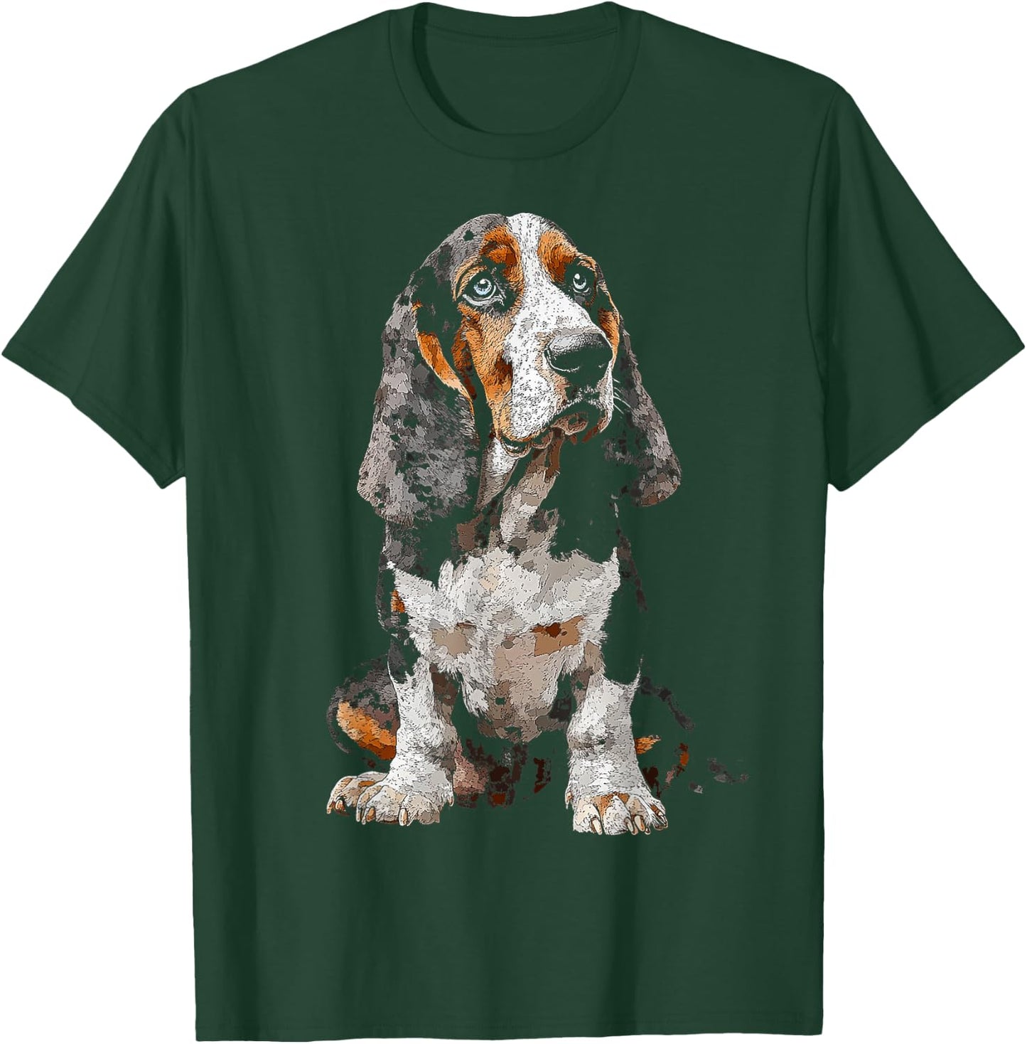 Basset Hound Dog Motif Pet Art Blue Eyes Basset Hound Women Kids T-Shirt - T-Shirt | Forest
