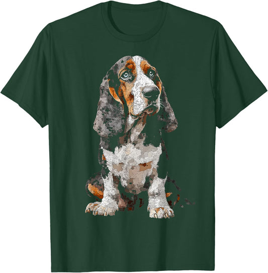 Basset Hound Dog Motif Pet Art Blue Eyes Basset Hound Women Kids T-Shirt - T-Shirt | Forest
