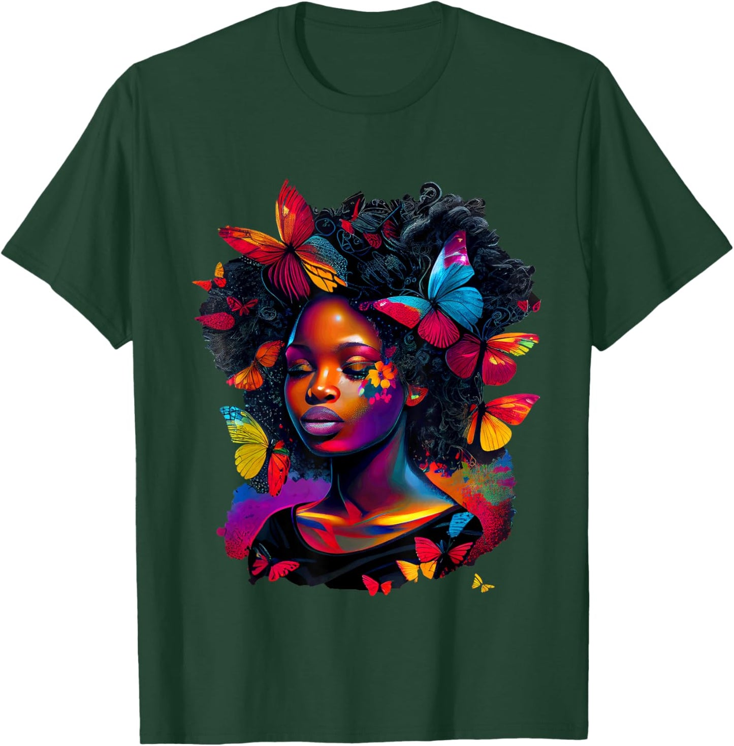 Queen Art Painting Butterfly Afro Cute T-Shirt - T-Shirt | Forest