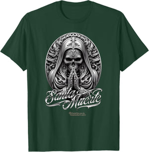 Santa Muerte in Prayer Oval Amulet Santa Muerte T-Shirt - T-Shirt | Forest