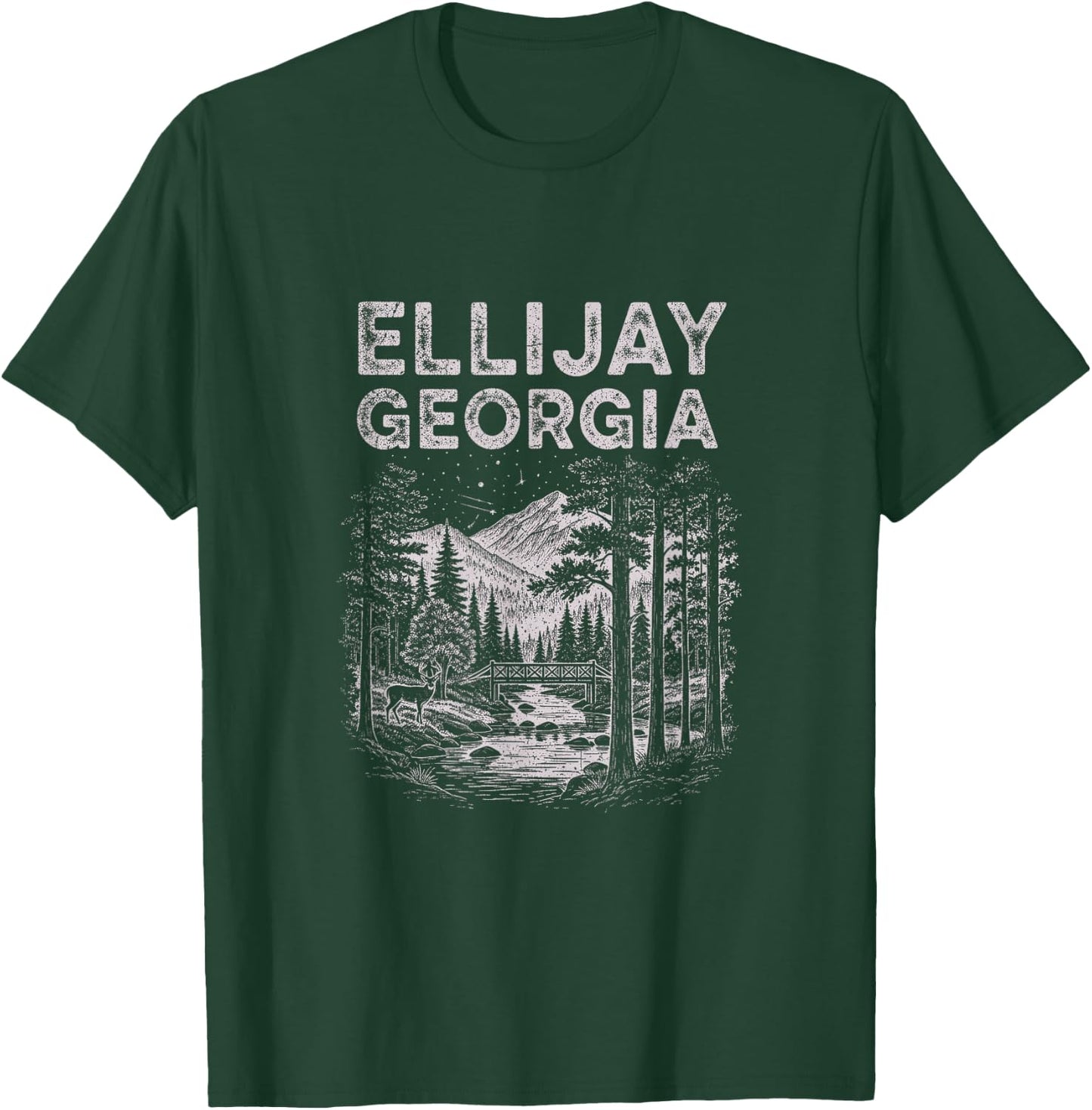Vintage Ellijay Georgia Drawing Art Design T-Shirt - T-Shirt | Forest