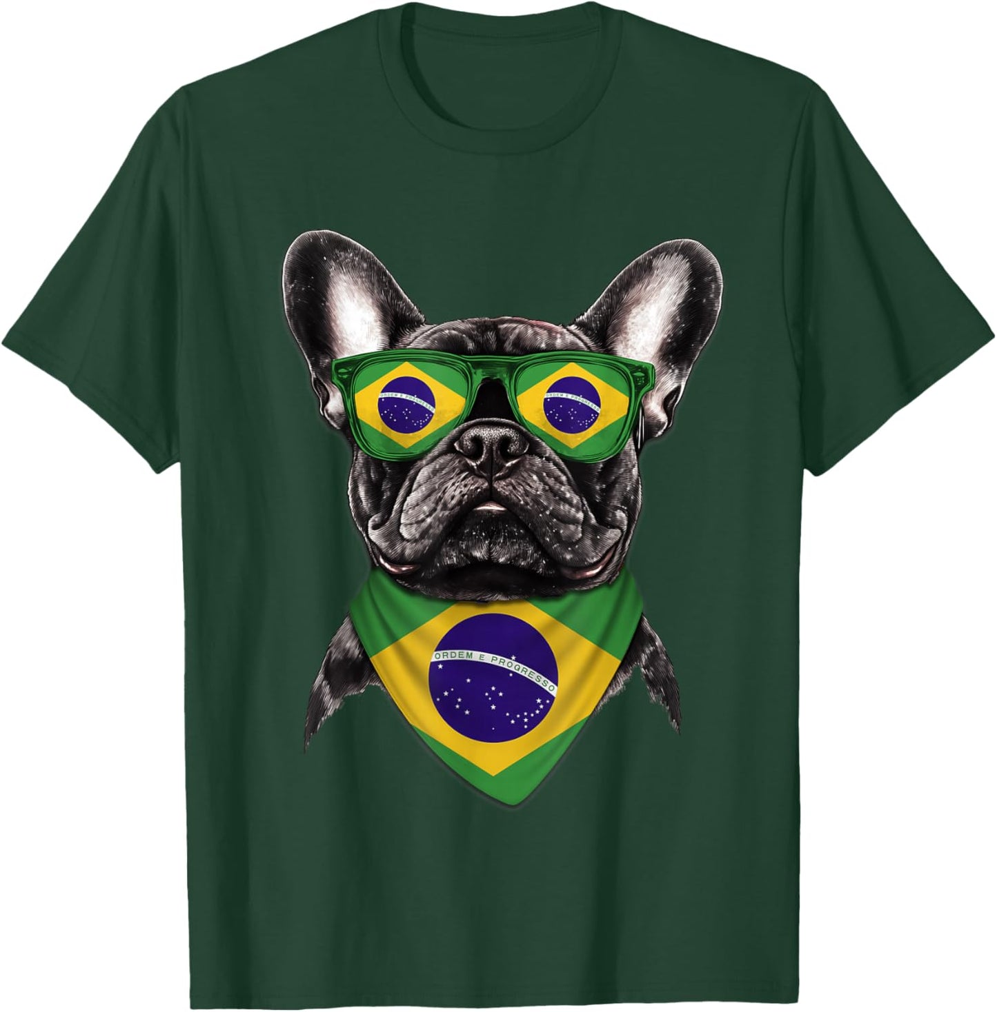 Brazilian Flag American French Bulldog Heritage Brazil T-Shirt - T-Shirt | Forest