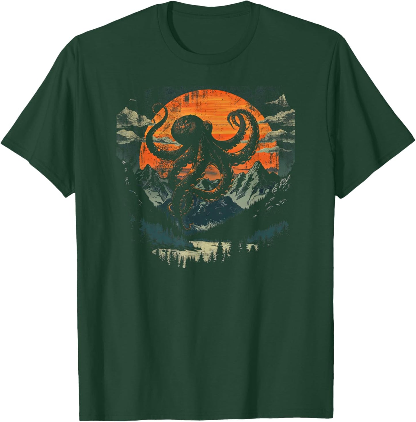 Octopus Shirt /Graphic Mountain T-Shirt - T-Shirt | Forest