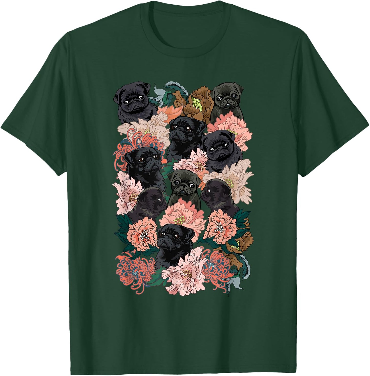 Because Black Pug T-Shirt - T-Shirt | Forest