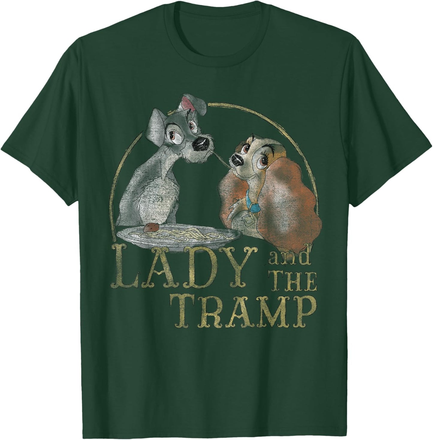 Disney The Lady and The Tramp Eating Spaghetti T-Shirt - T-Shirt | Forest