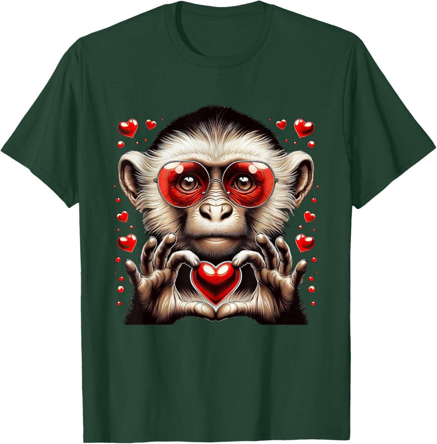 Heart Sign Hand Monkey Kids Monkey Valentine T-Shirt - T-Shirt | Forest