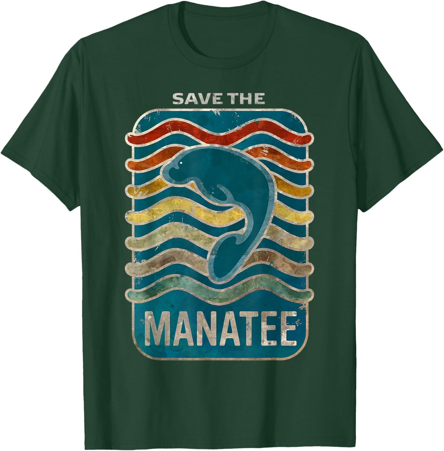 Save the Manatee Retro Vintage Design T-Shirt - T-Shirt | Forest