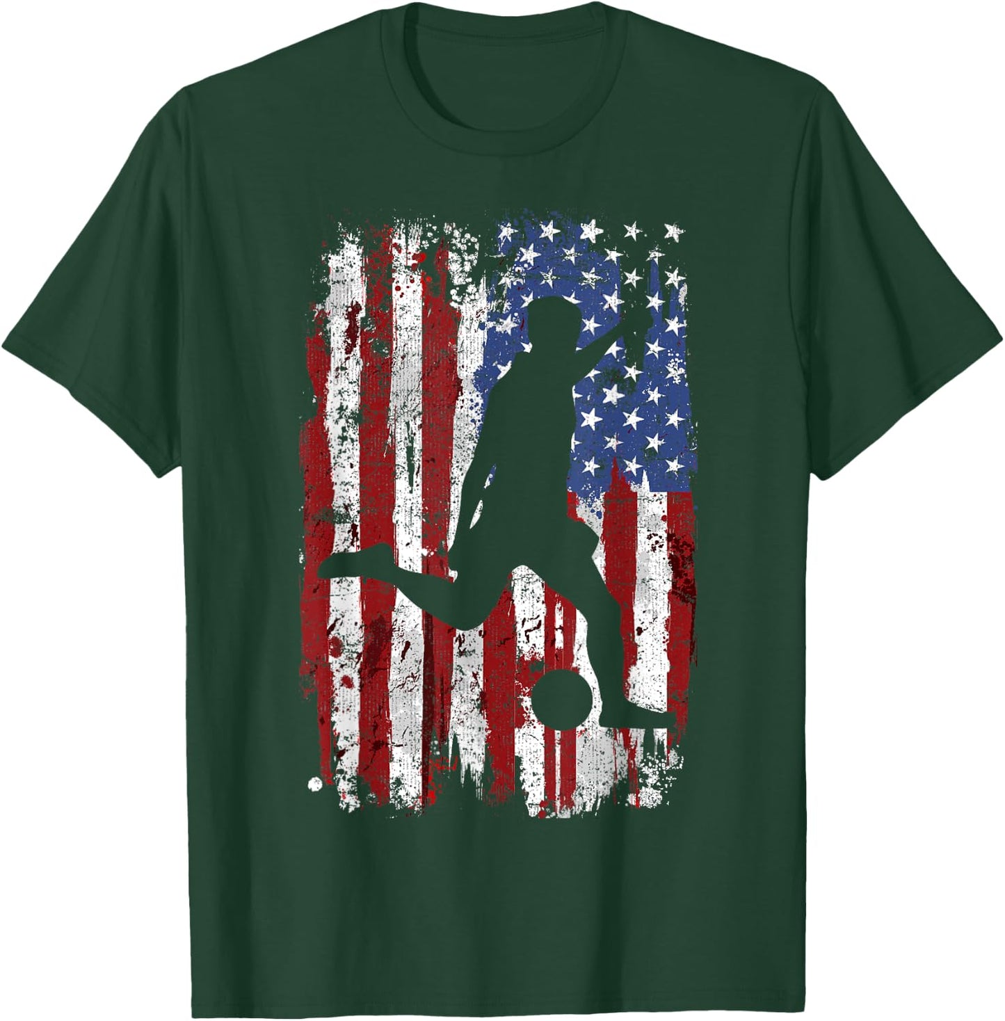 Soccer Vintage USA Flag T-Shirt - T-Shirt | Forest