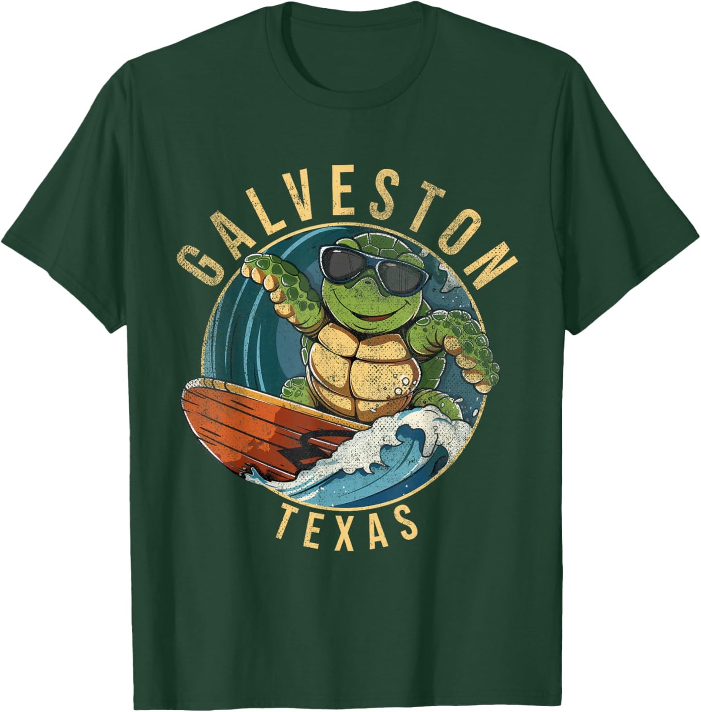 Galveston Texas TX | surfing turtle T-Shirt - T-Shirt | Forest