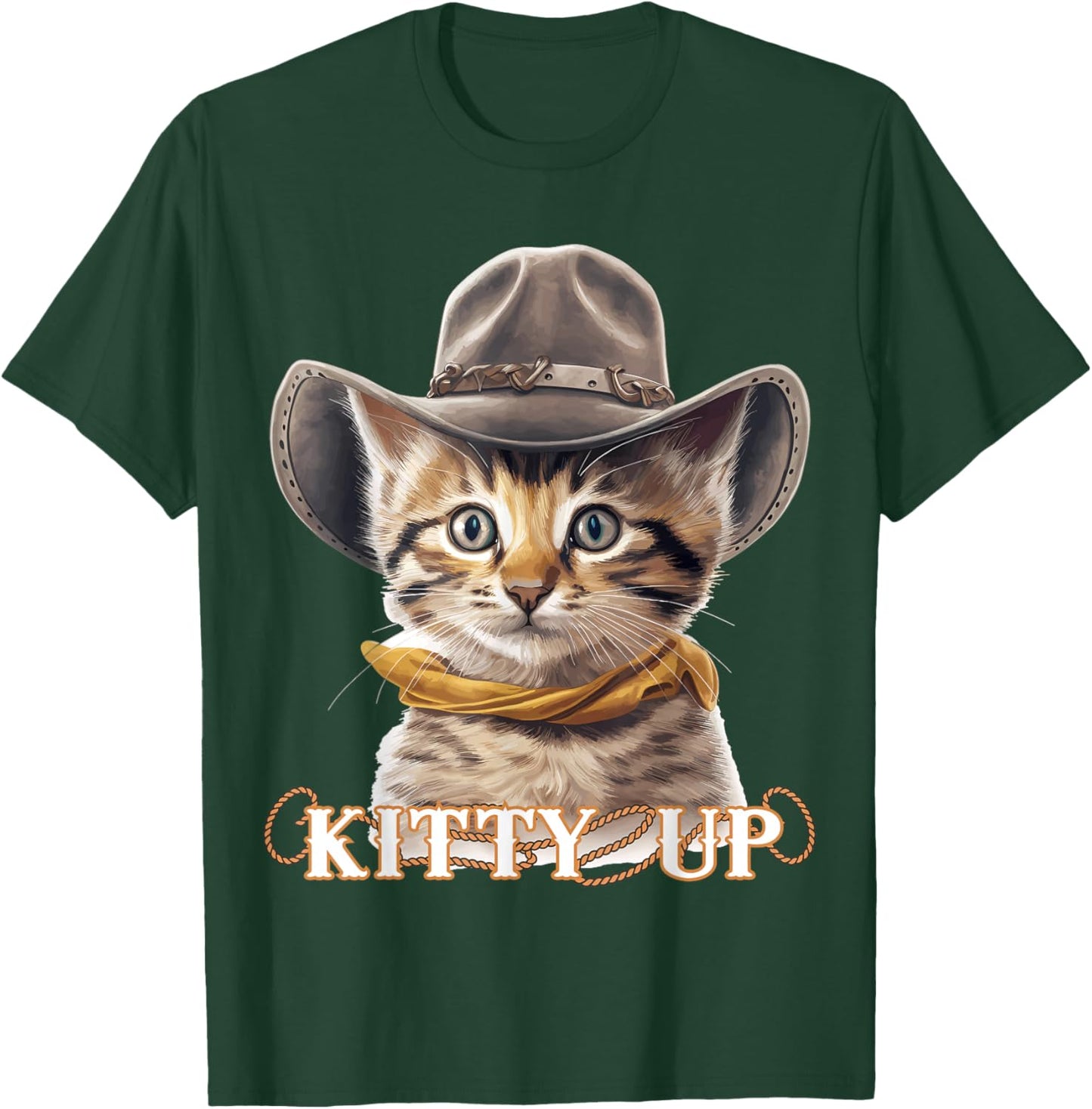 Cowboy Cat, Kitty Up, Country Cat Cowboy T-Shirt - T-Shirt | Forest