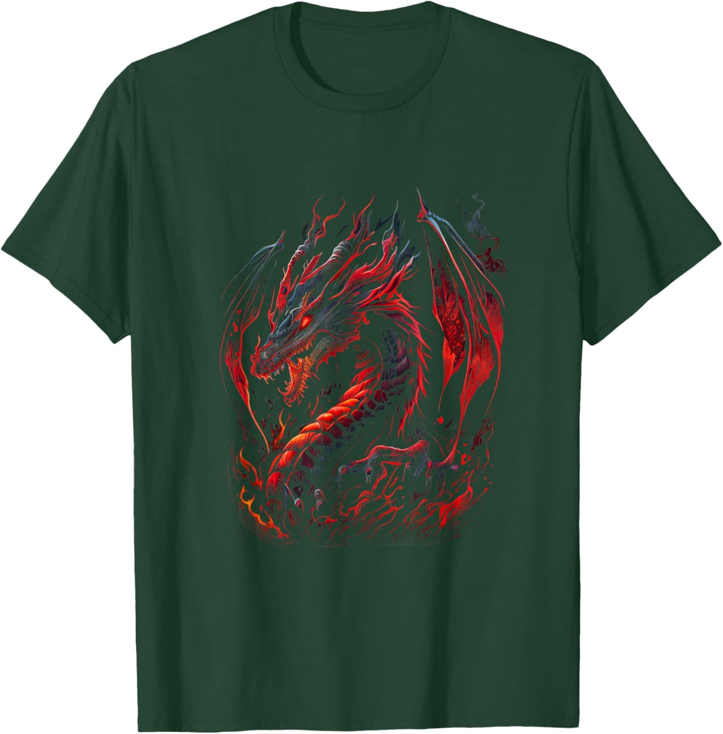 Red Chinese Firedrake Dragon - Dragon Print Art Wear T-Shirt - T-Shirt | Forest