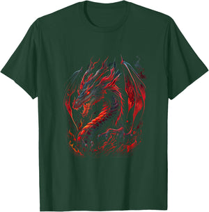 Red Chinese Firedrake Dragon - Dragon Print Art Wear T-Shirt - T-Shirt | Forest