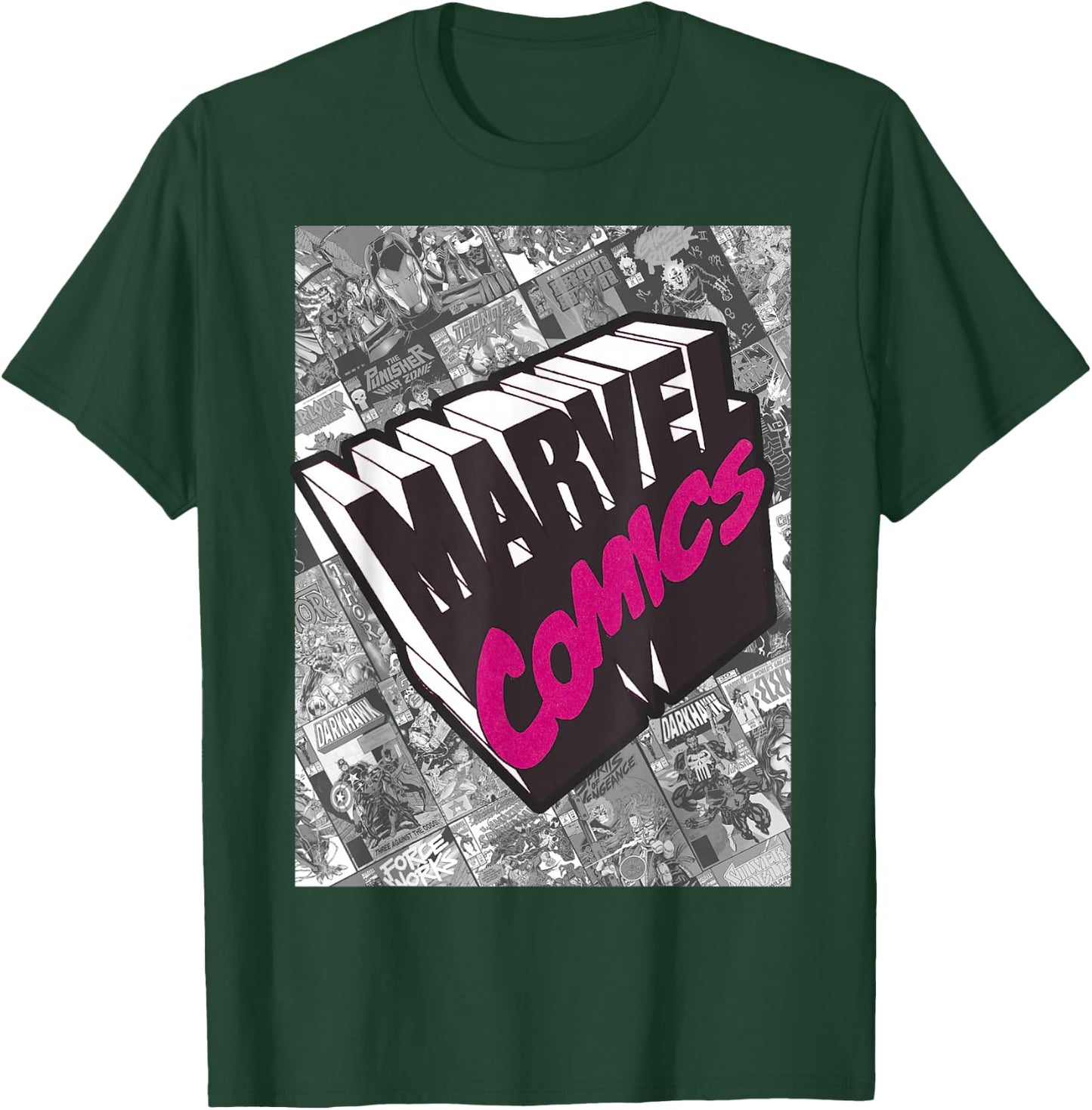 Marvel Comics Logo Comic Book Fill Panel T-Shirt - T-Shirt | Forest