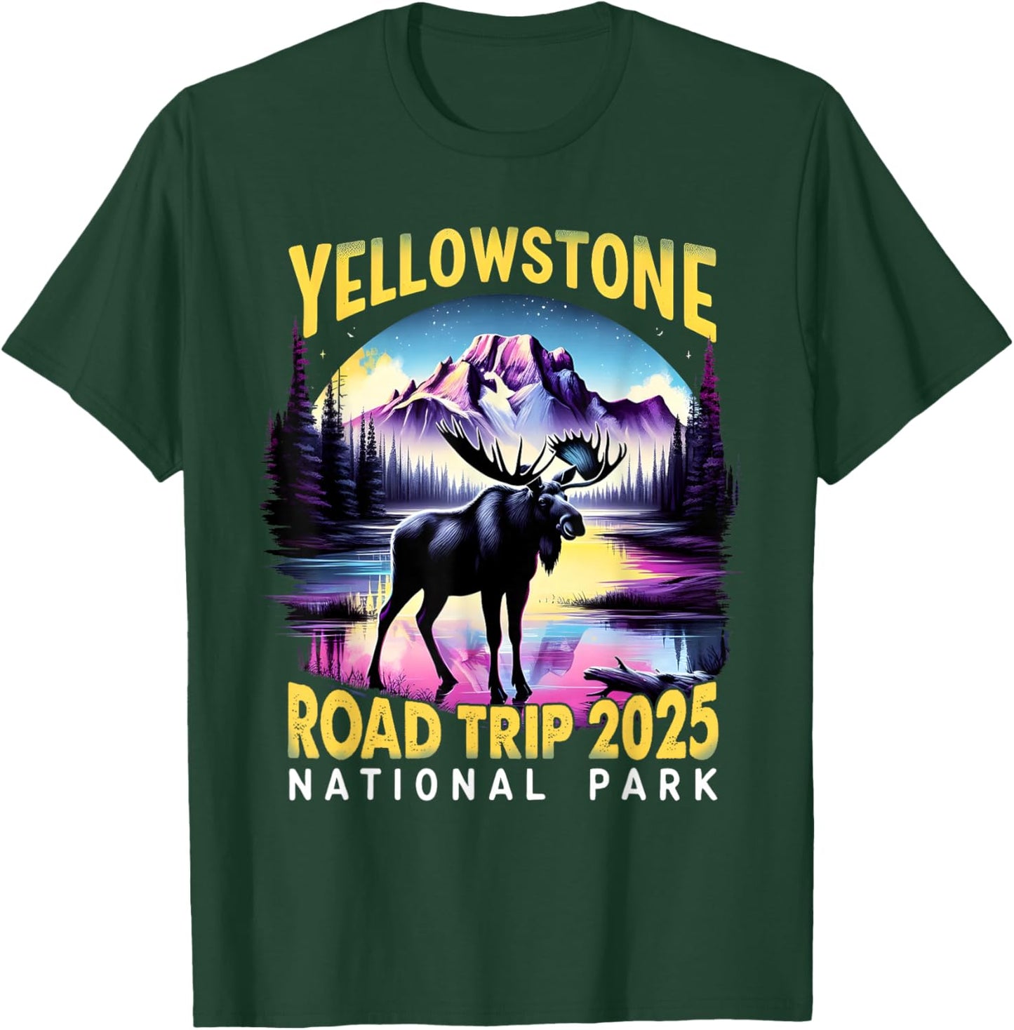 Nature Adventure Souvenir Yellowstone Road Trip 2025 Design T-Shirt - T-Shirt | Forest