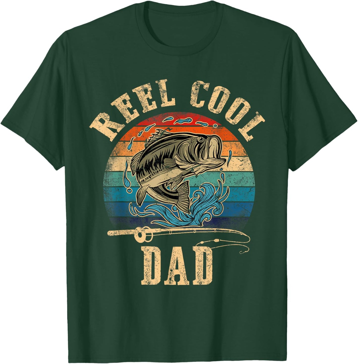 Vintage Reel Cool Dad Fish Fishing Shirt Father's Day T-Shirt - T-Shirt | Forest