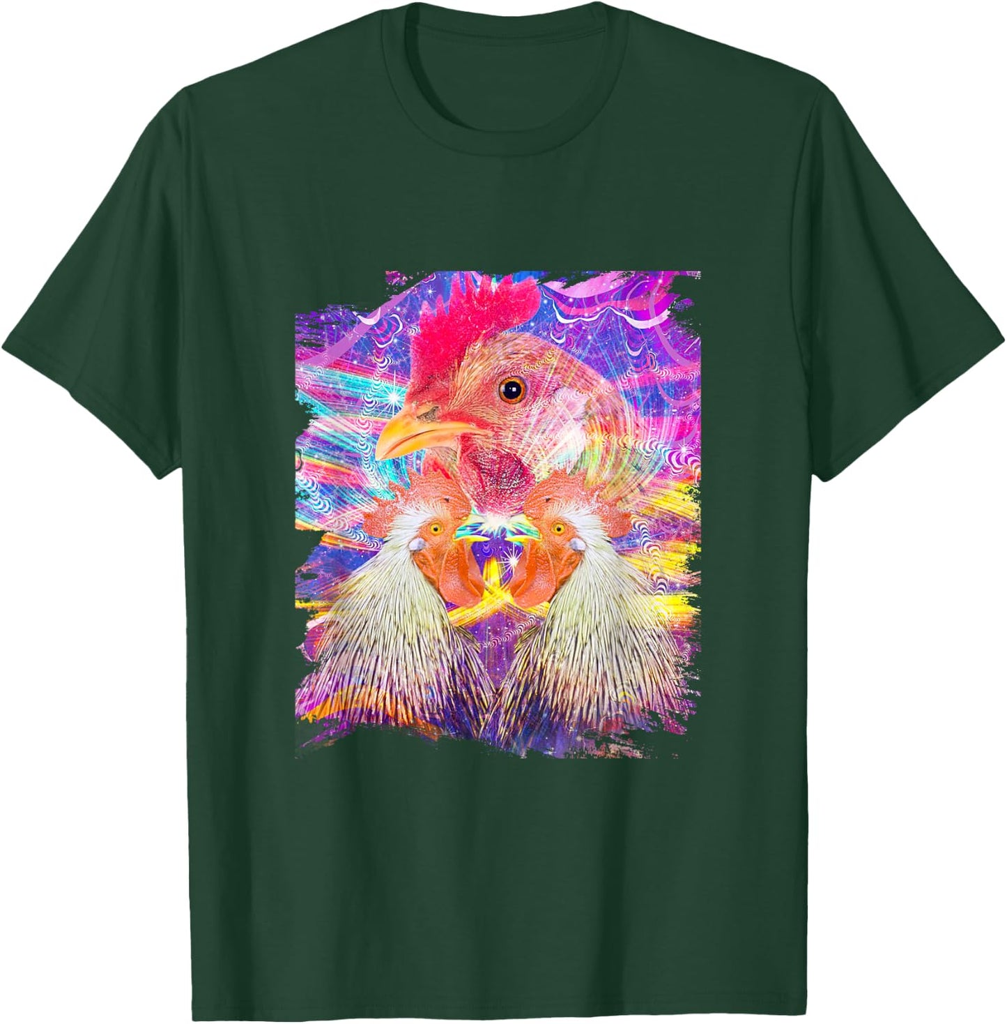EDM Trippy Chicken Rave T-Shirt - T-Shirt | Forest