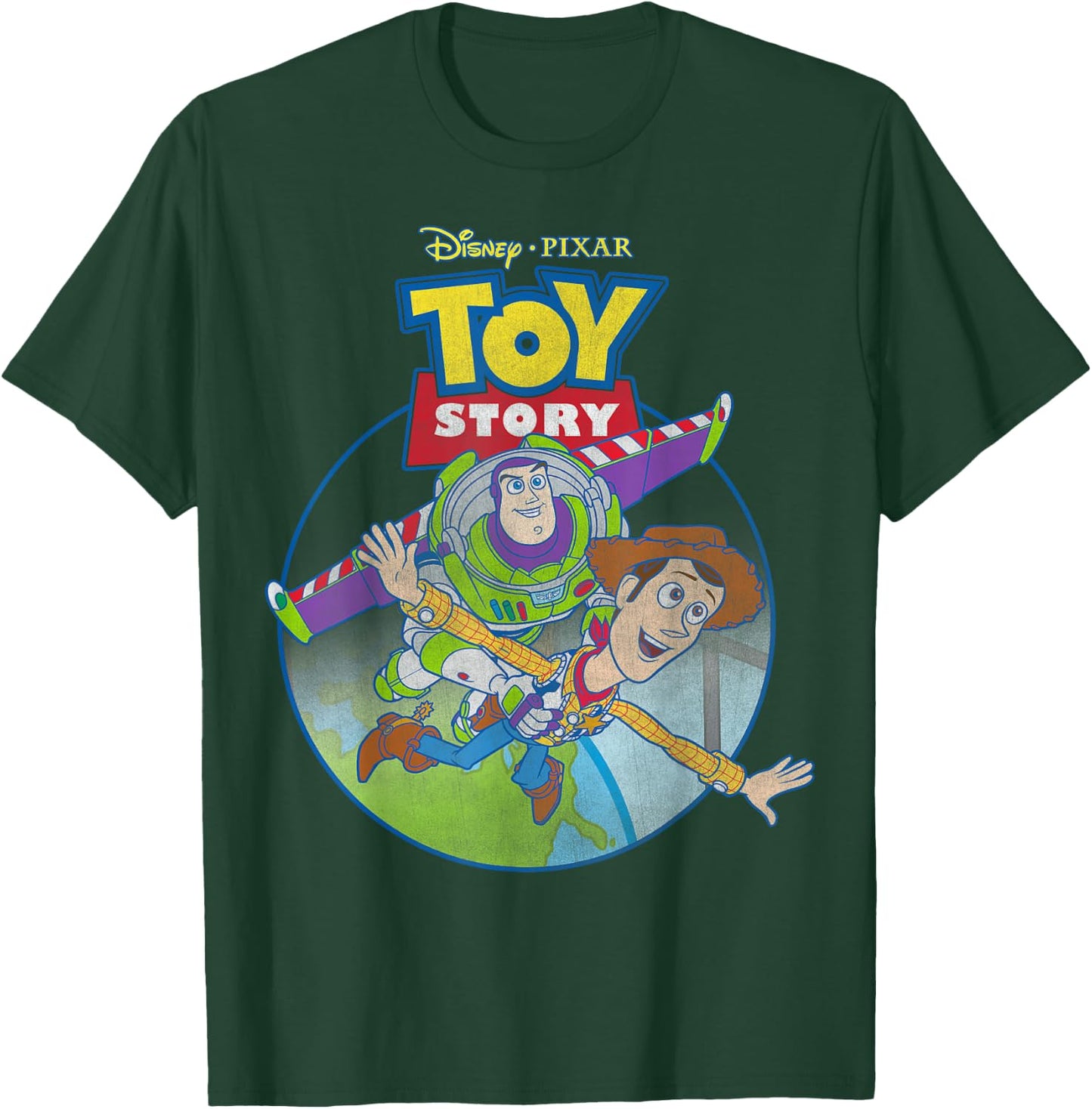 Disney Pixar Toy Story Woody & Buzz Lightyear Vintage Fly T-Shirt - T-Shirt | Forest