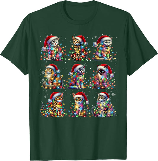 Vintage Cats Kittens Merry Christmas Pajama Xmas Squad Kids T-Shirt - T-Shirt | Forest