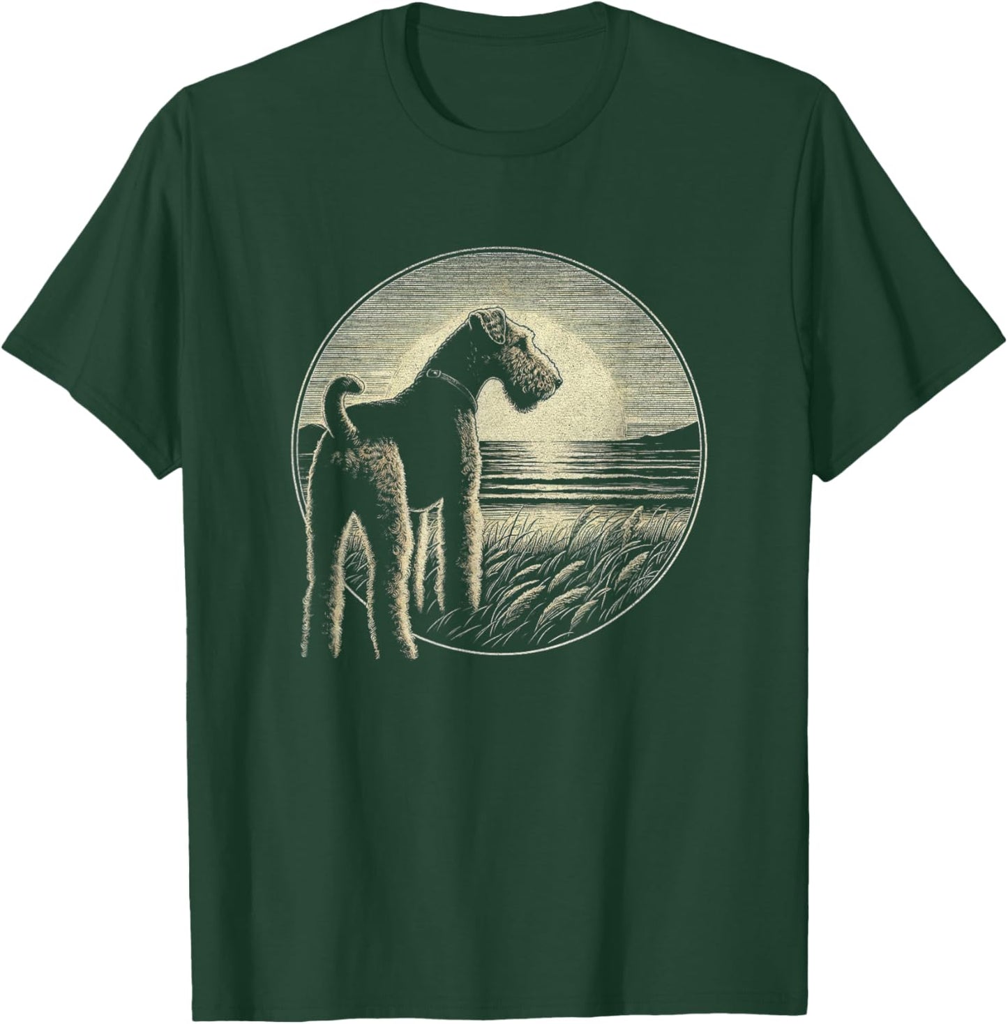 Vintage Airedale Terrier Retro Scene Dog Art Design T-Shirt - T-Shirt | Forest