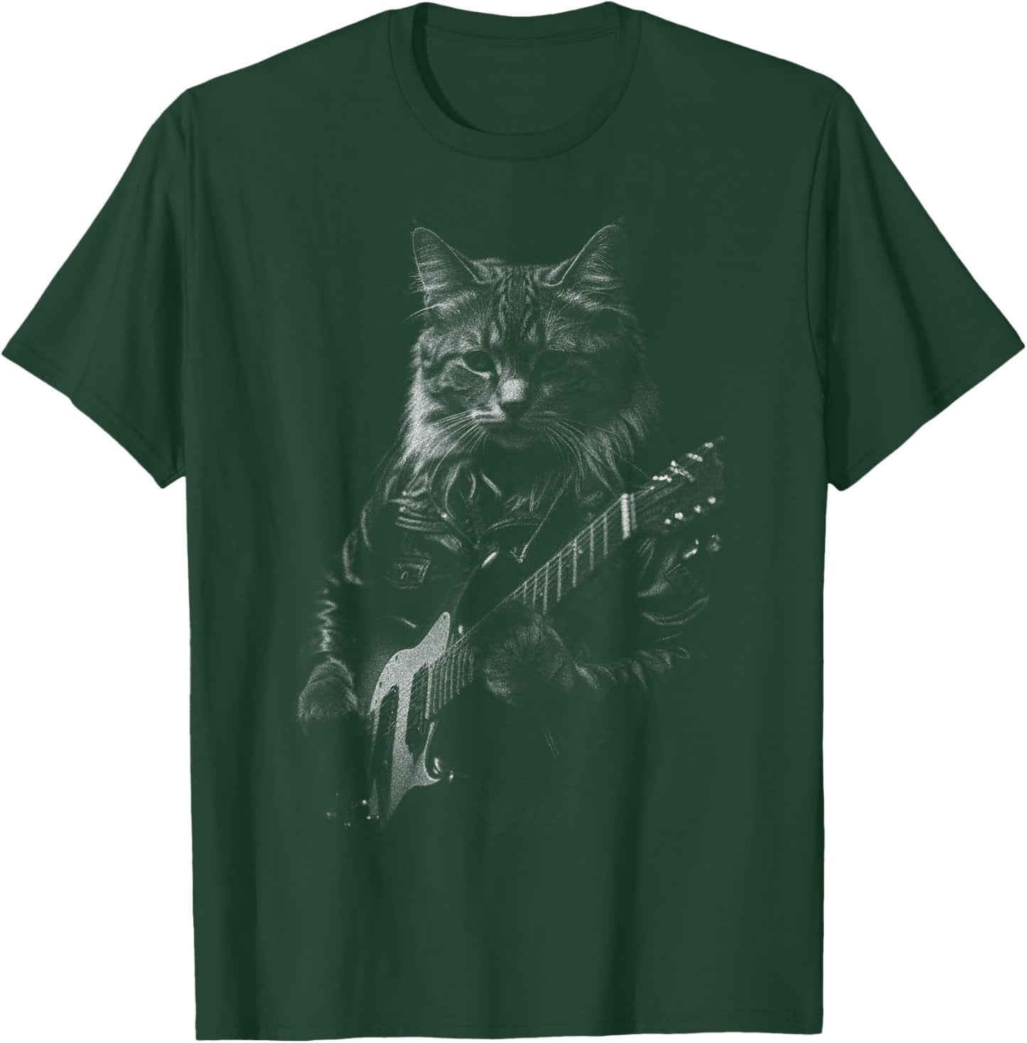 Cat Electric Guitar T-Shirt - T-Shirt | Forest
