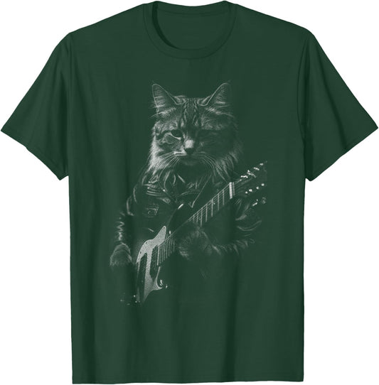 Cat Electric Guitar T-Shirt - T-Shirt | Forest