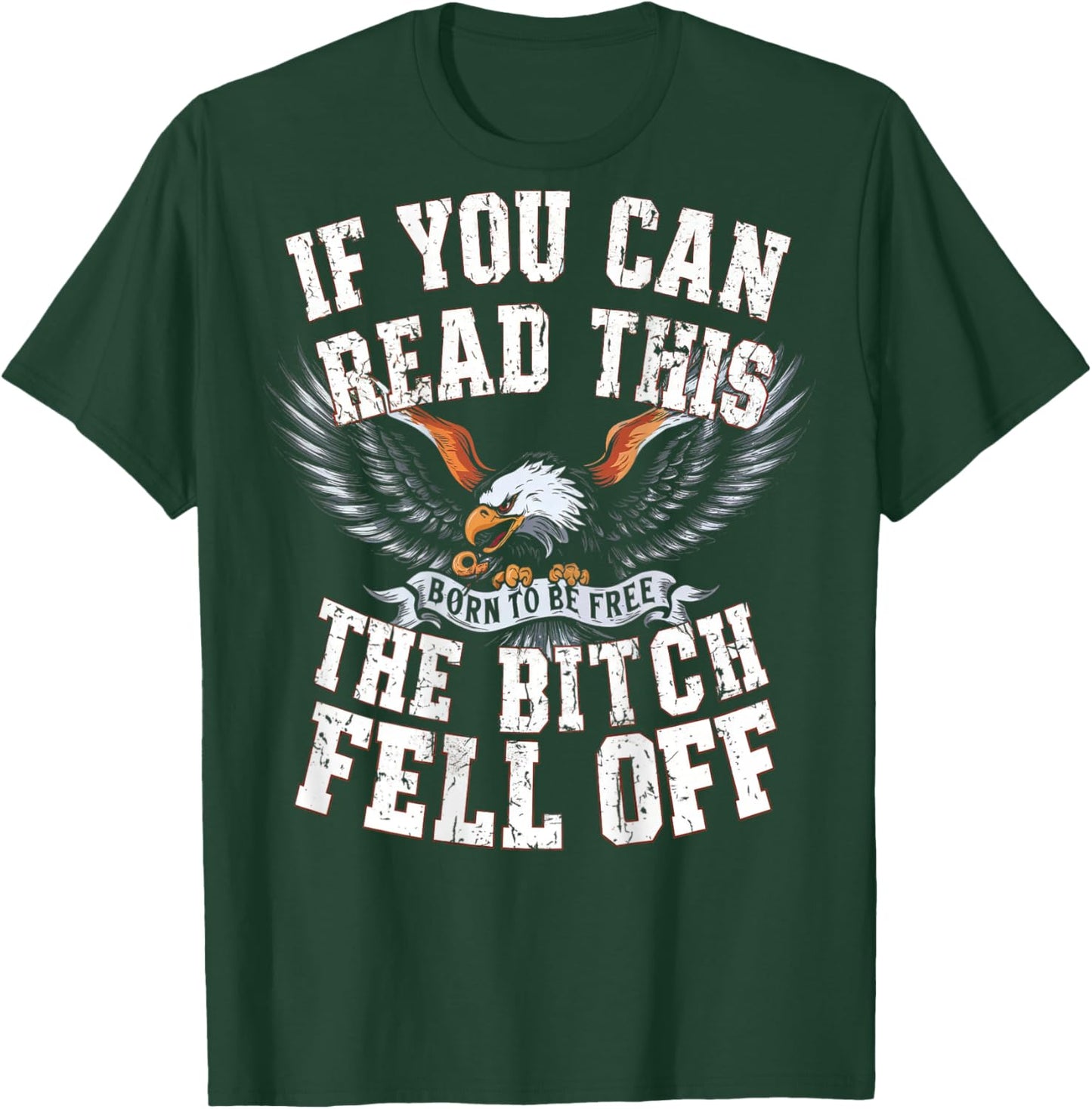 Funny Motocross Dirt Bike Bikers Awesome Motorbike If You Can Read This The Bitch Fell Off Biker Back Print Black Modern Short Sleeve T-Shirt - T-Shirt | Forest