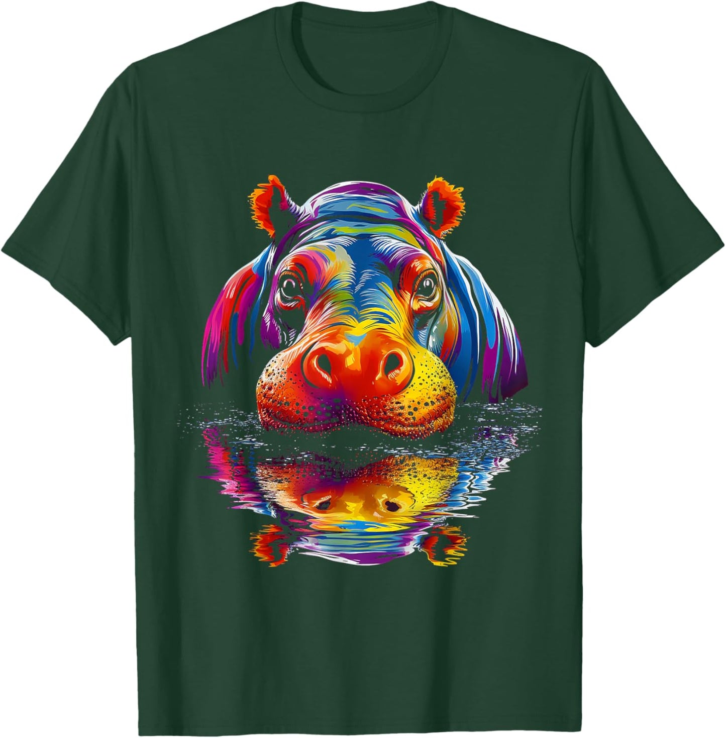 Hippo Colorful Art Animal Cute Graphic Motif Hippo T-Shirt - T-Shirt | Forest