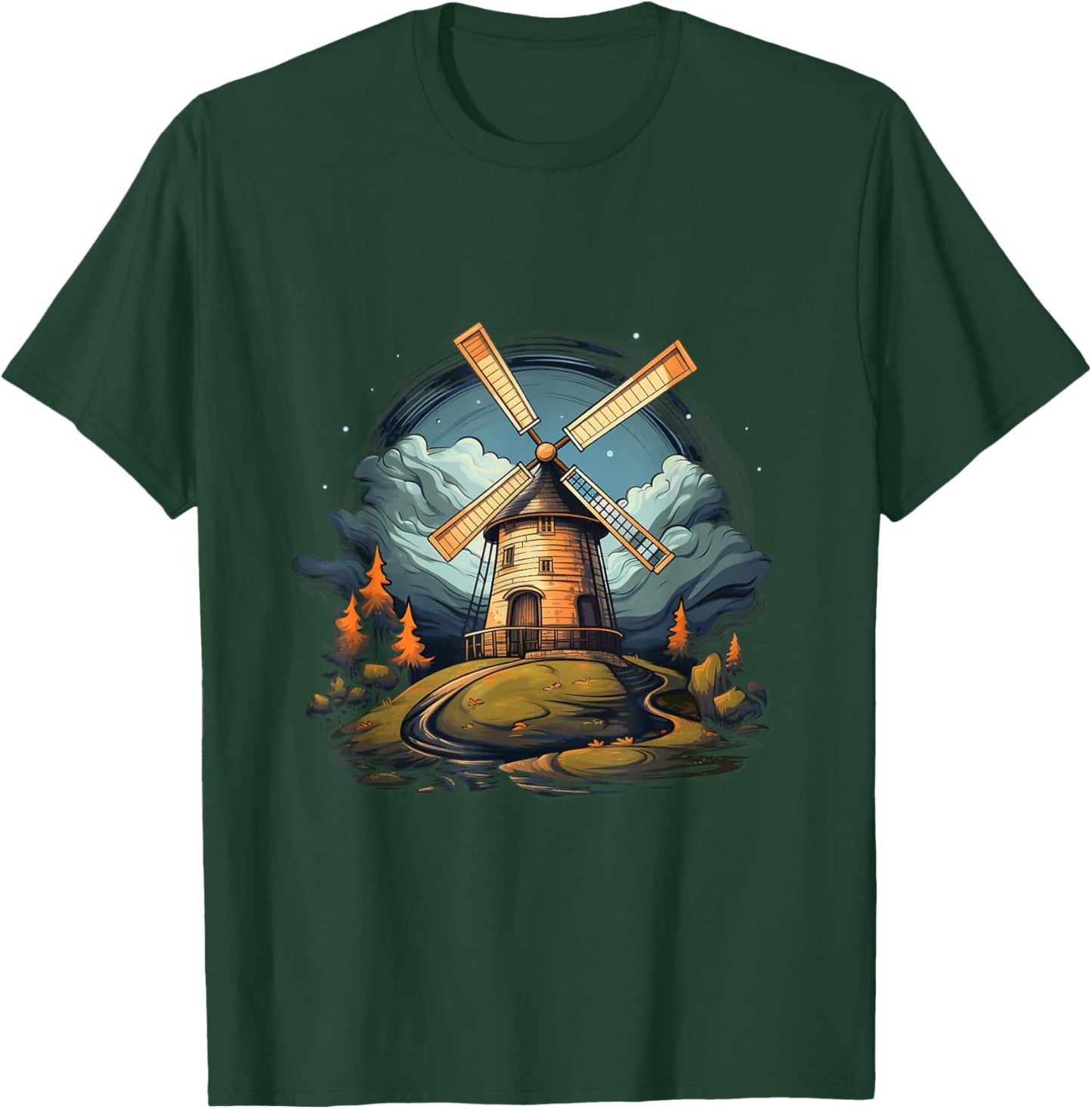 Dutch windmill Dordrecht Netherlands farmland holland travel T-Shirt - T-Shirt | Forest