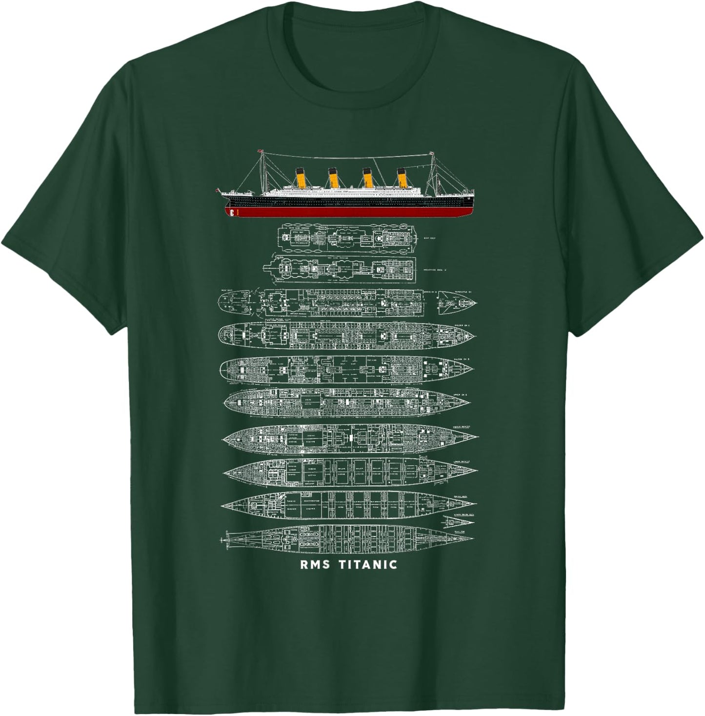 Titanic Sinking Boat Ship Hit Iceberg in 1912 Memorabilia T-Shirt - T-Shirt | Forest