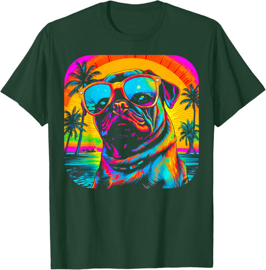 Pug Dog Summer Party T-Shirt - T-Shirt | Forest