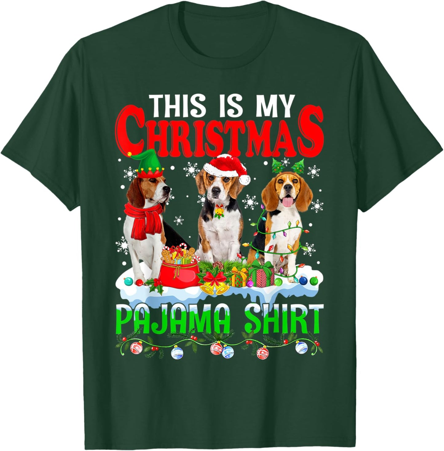 This Is My Christmas Pajama Funny Beagle Dog Lover T-Shirt - T-Shirt | Forest
