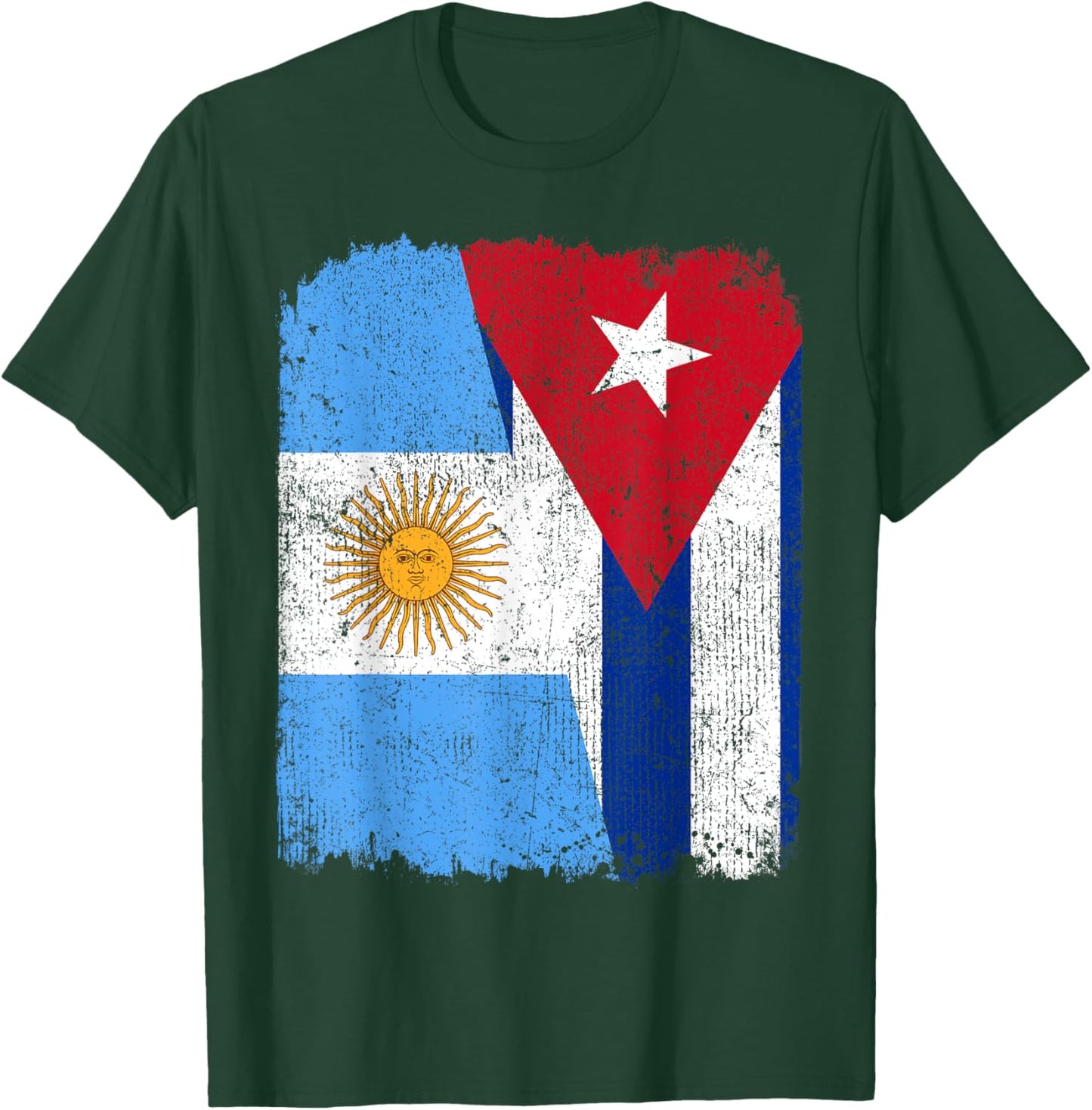 Half Argentinian Half Cuban Flag Heritage Pride Roots T-Shirt - T-Shirt | Forest
