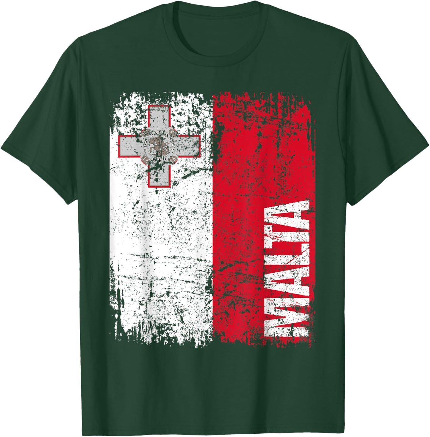 MALTA Flag Vintage Distressed MALTA T-Shirt - T-Shirt | Forest