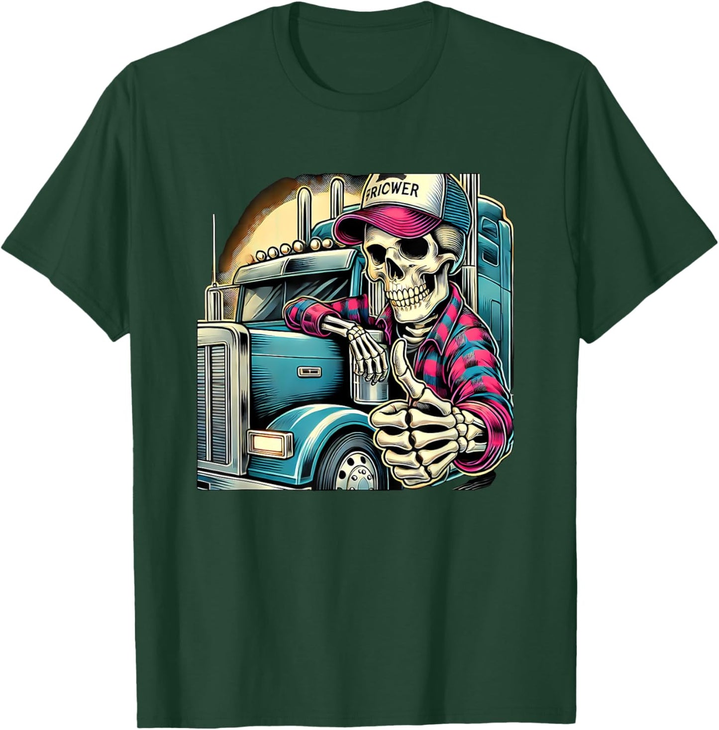 Halloween Skeleton Trucker T-Shirt - T-Shirt | Forest
