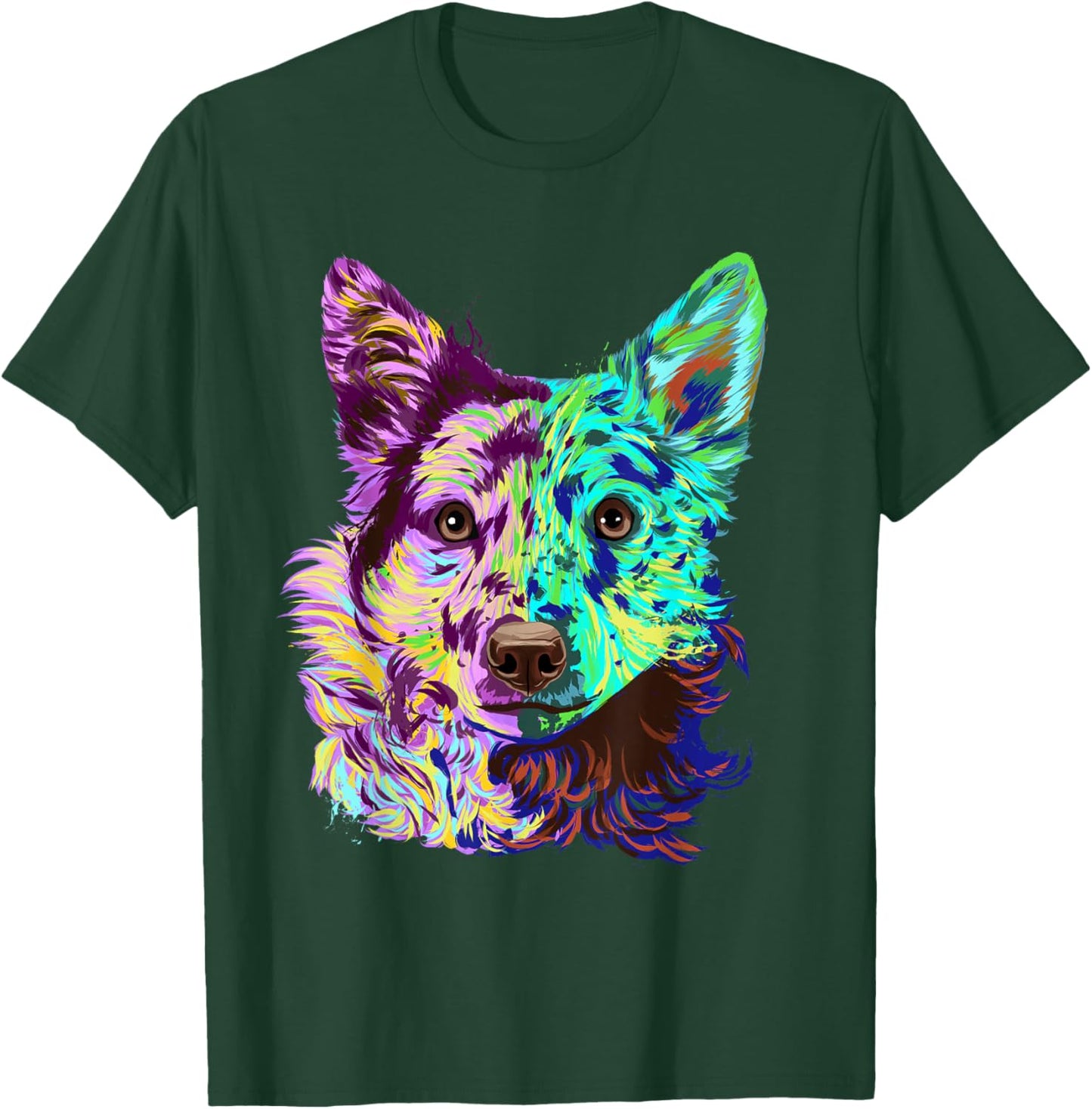 Colourful Splash Dog Mudi Women Girls Kids T-Shirt - T-Shirt | Forest