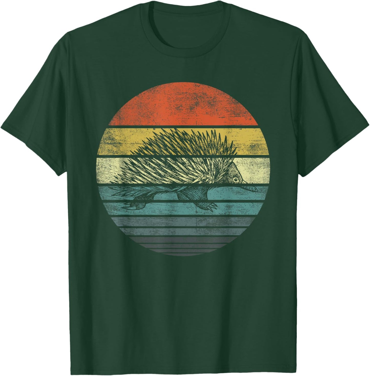 Echidna Gifts Retro Sunset Animal Lover Echidna Silhouette T-Shirt - T-Shirt | Forest