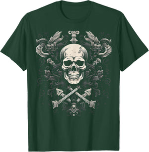 Renaissance Skull | Men Women XS - 6XL | Graphic T-Shirt - T-Shirt | Forest
