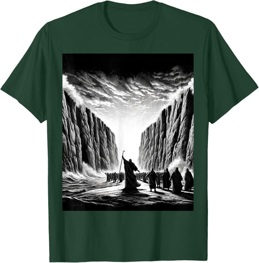 Moses parting the Red Sea with the Israelites T-Shirt - T-Shirt | Forest