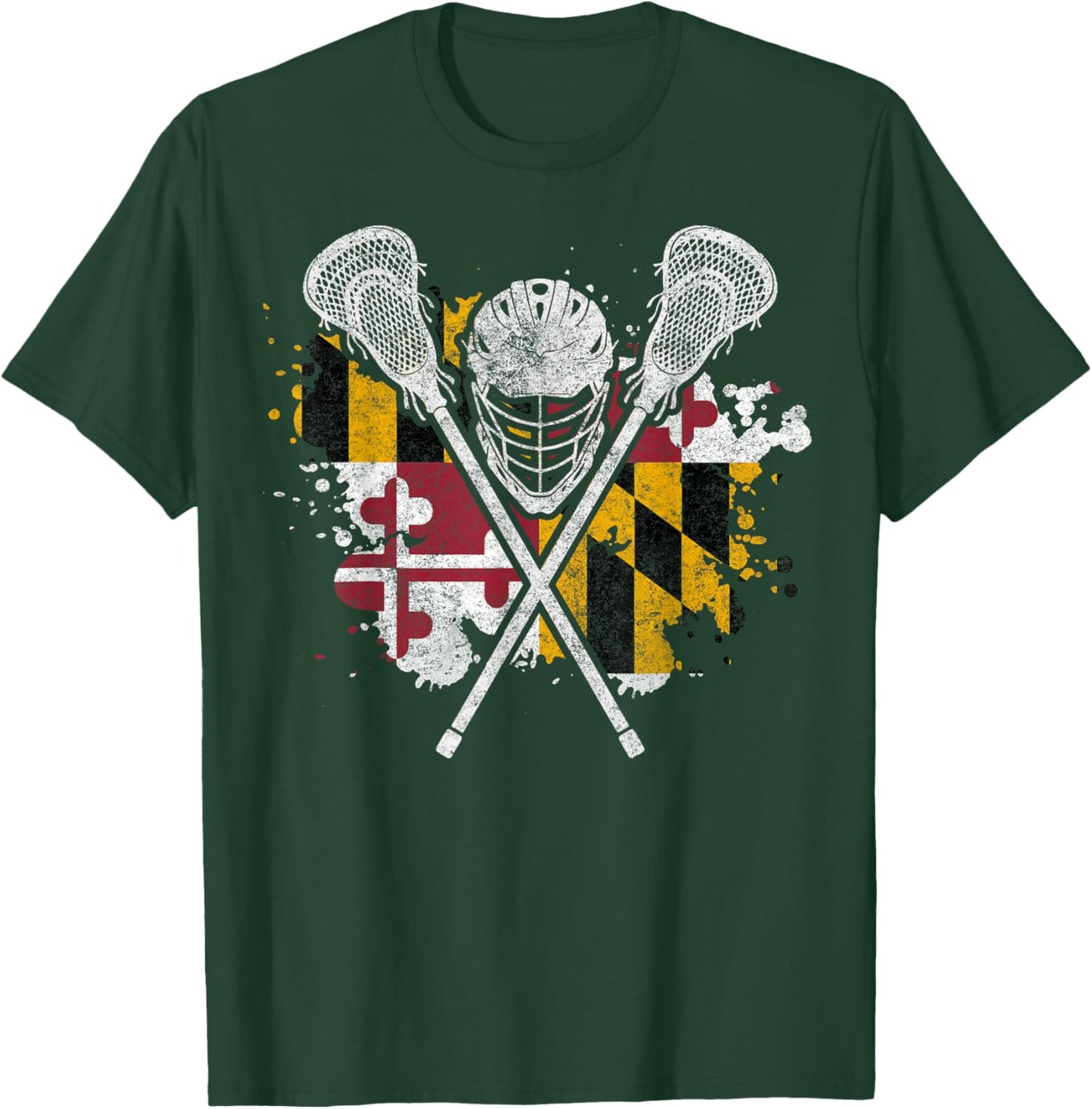 Maryland Lacrosse Lover Maryland Flag Family Vacation T-Shirt - T-Shirt | Forest