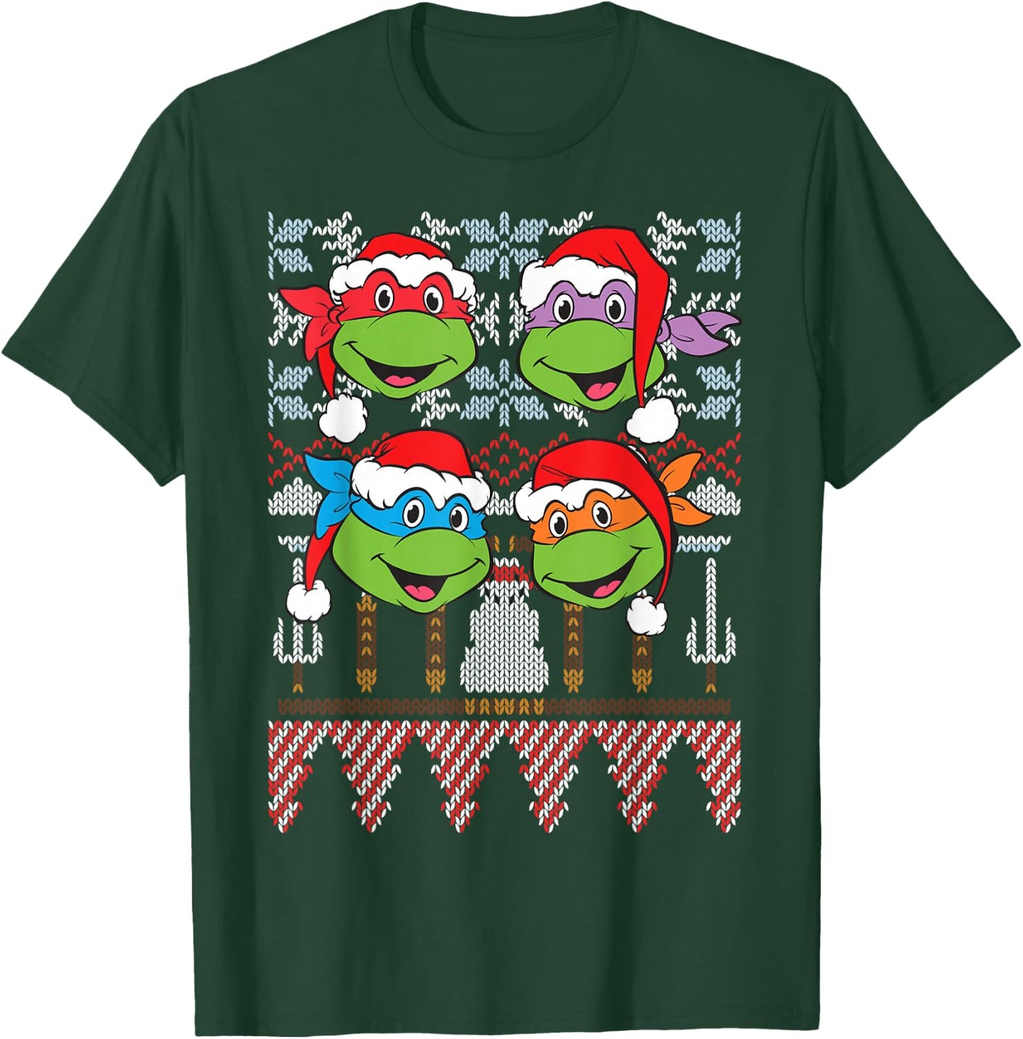 TMNT Ugly Xmas Sweaters All Turtles T-Shirt - T-Shirt | Forest