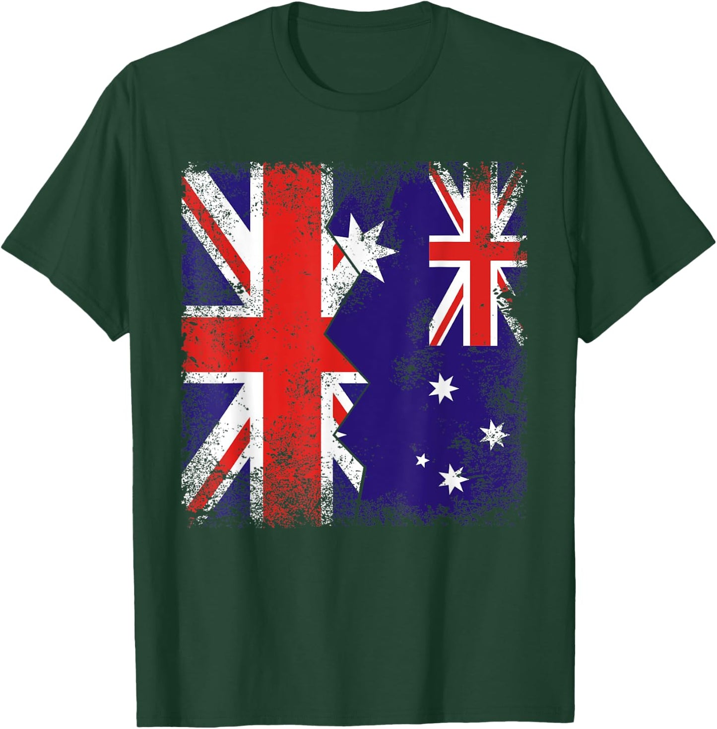 Australian Roots | Half British Flags | UK Australia Vintage T-Shirt - T-Shirt | Forest