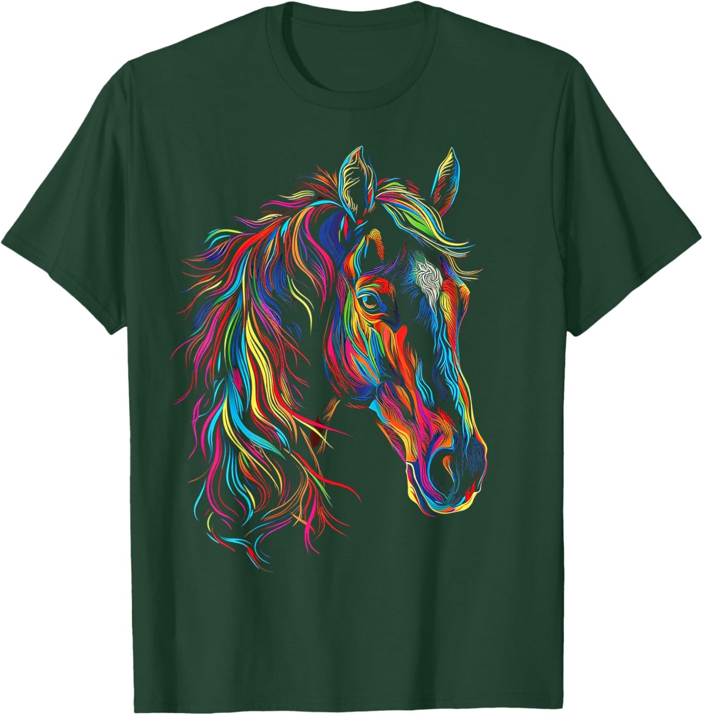 Horse Abstract Art Animal Colorful Graphic Motif Horse T-Shirt - T-Shirt | Forest